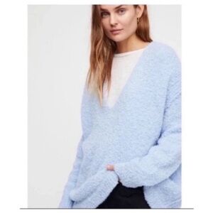 Free People Lofty Boucle Alpaca Blend Slouchy Sweater in Light Blue